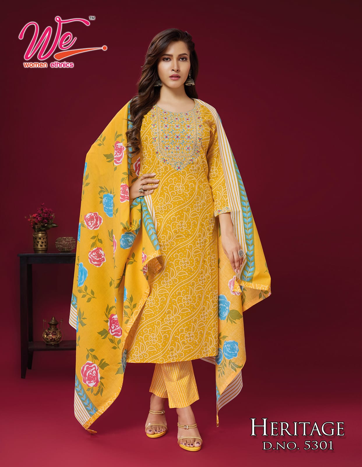 Heritage By We Designer Printed Cotton Kurti With Bottom Dupatta Wholesale Market In Surat